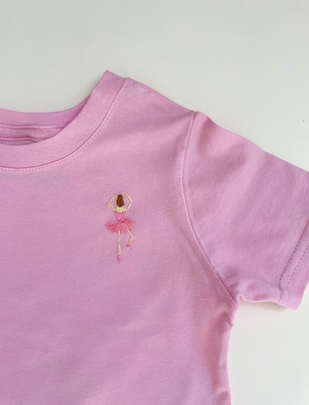 Pink Ballerina Tee - Hand Embroidered