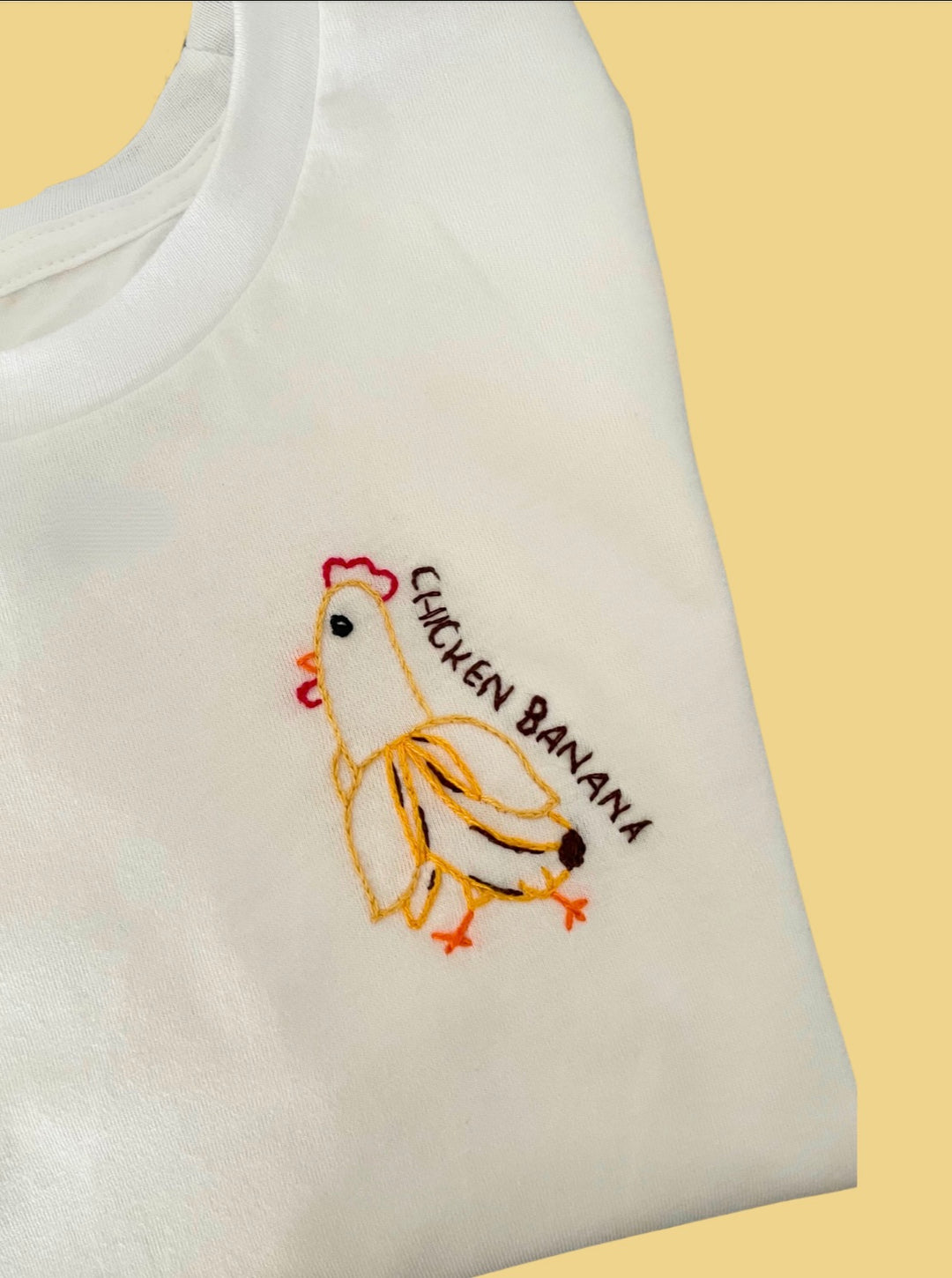 Chicken Banana 🍌🐓Hand Embroidered T Shirt