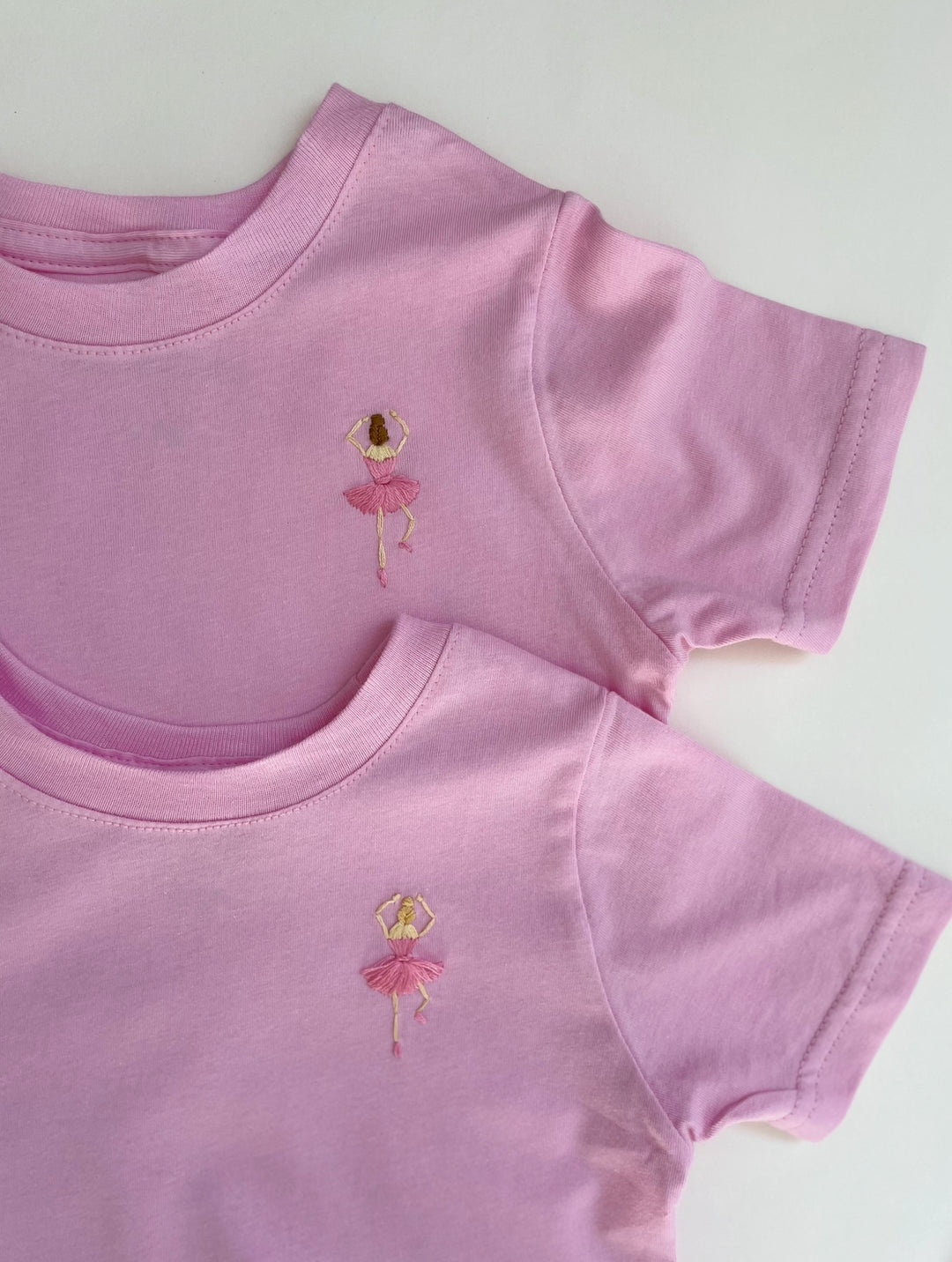 Pink Ballerina Tee - Hand Embroidered