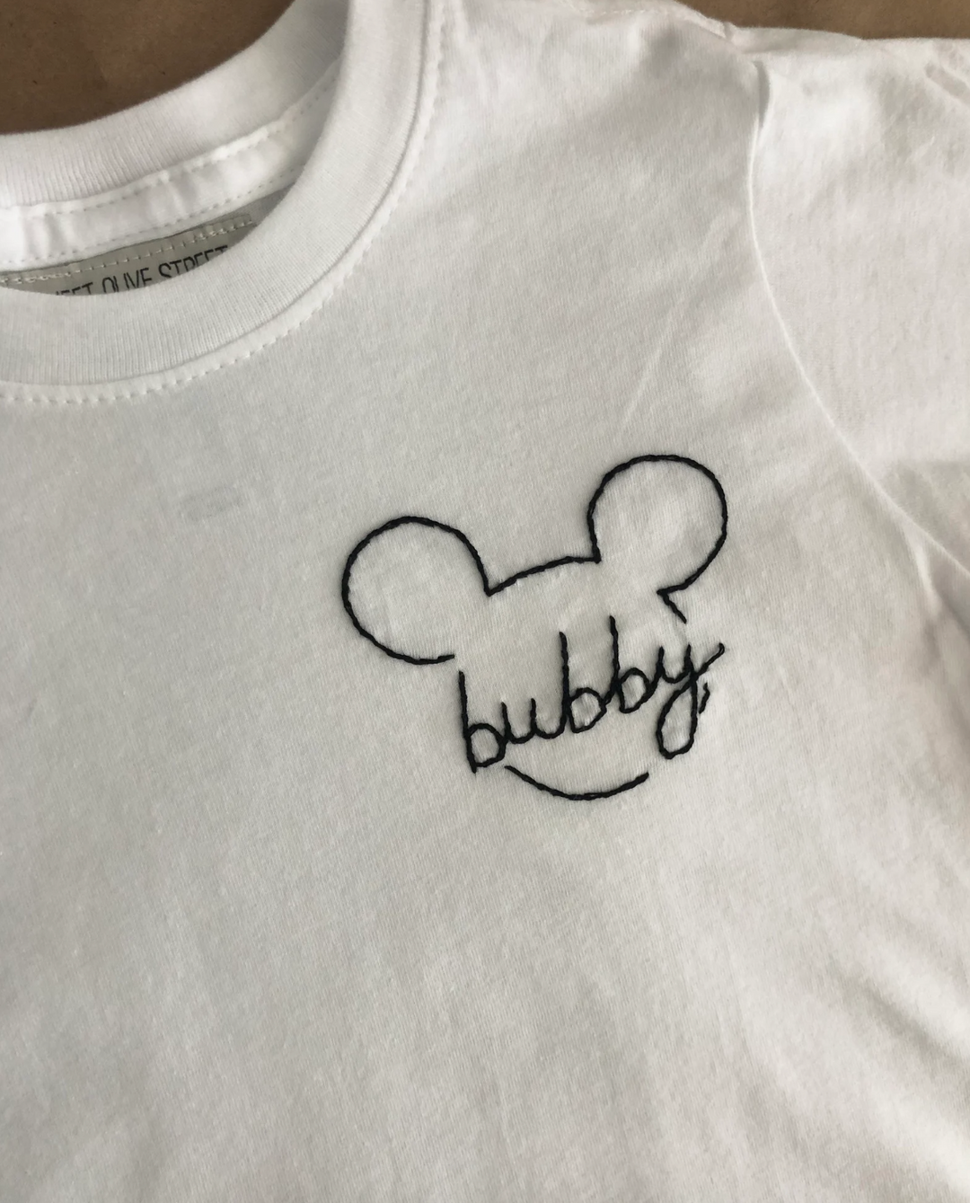 Minnie & Mickey Mouse Custom Name Handmade Embroidery -  T-Shirt