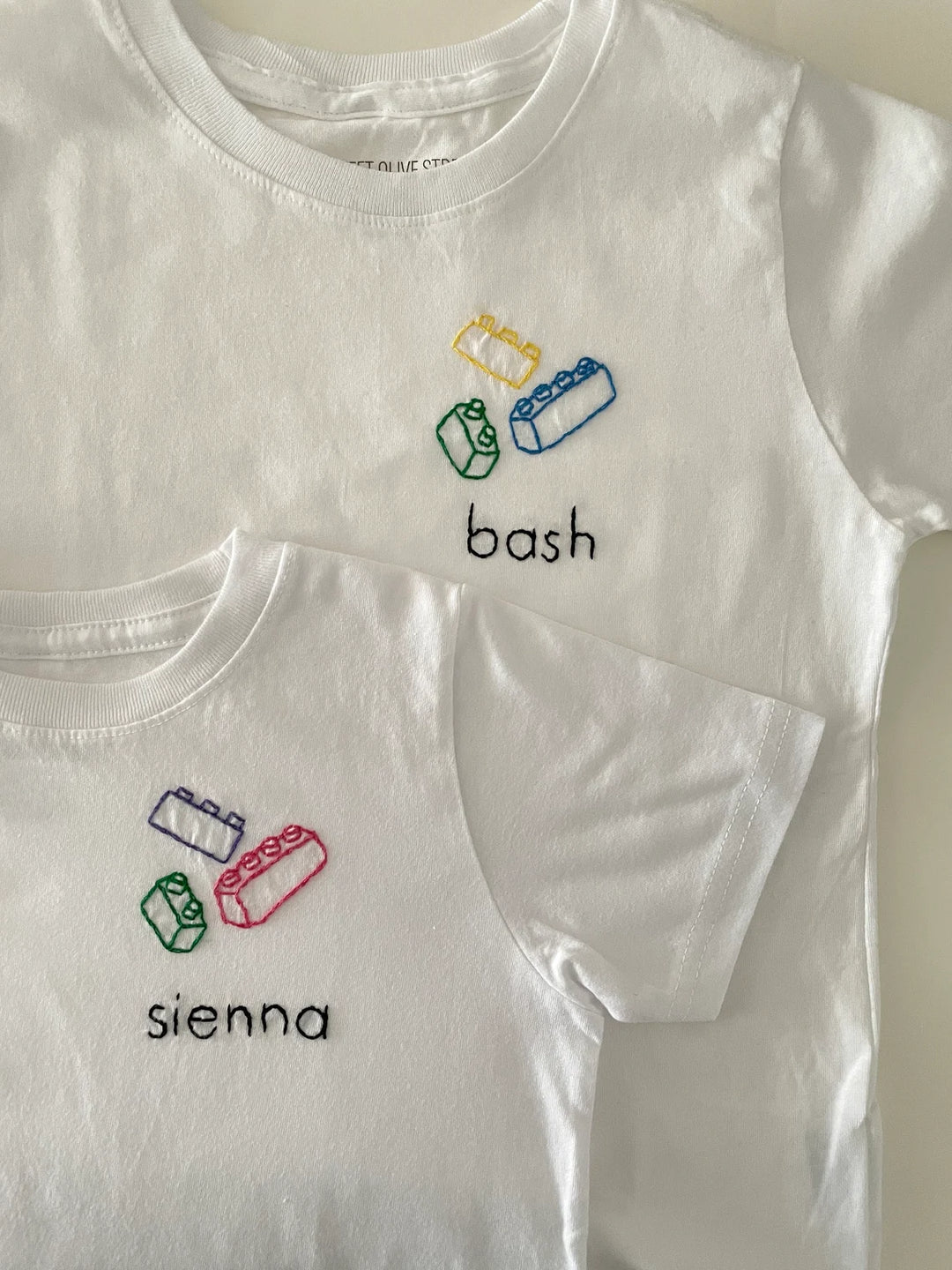 Hand Embroidered Building Block T-Shirt