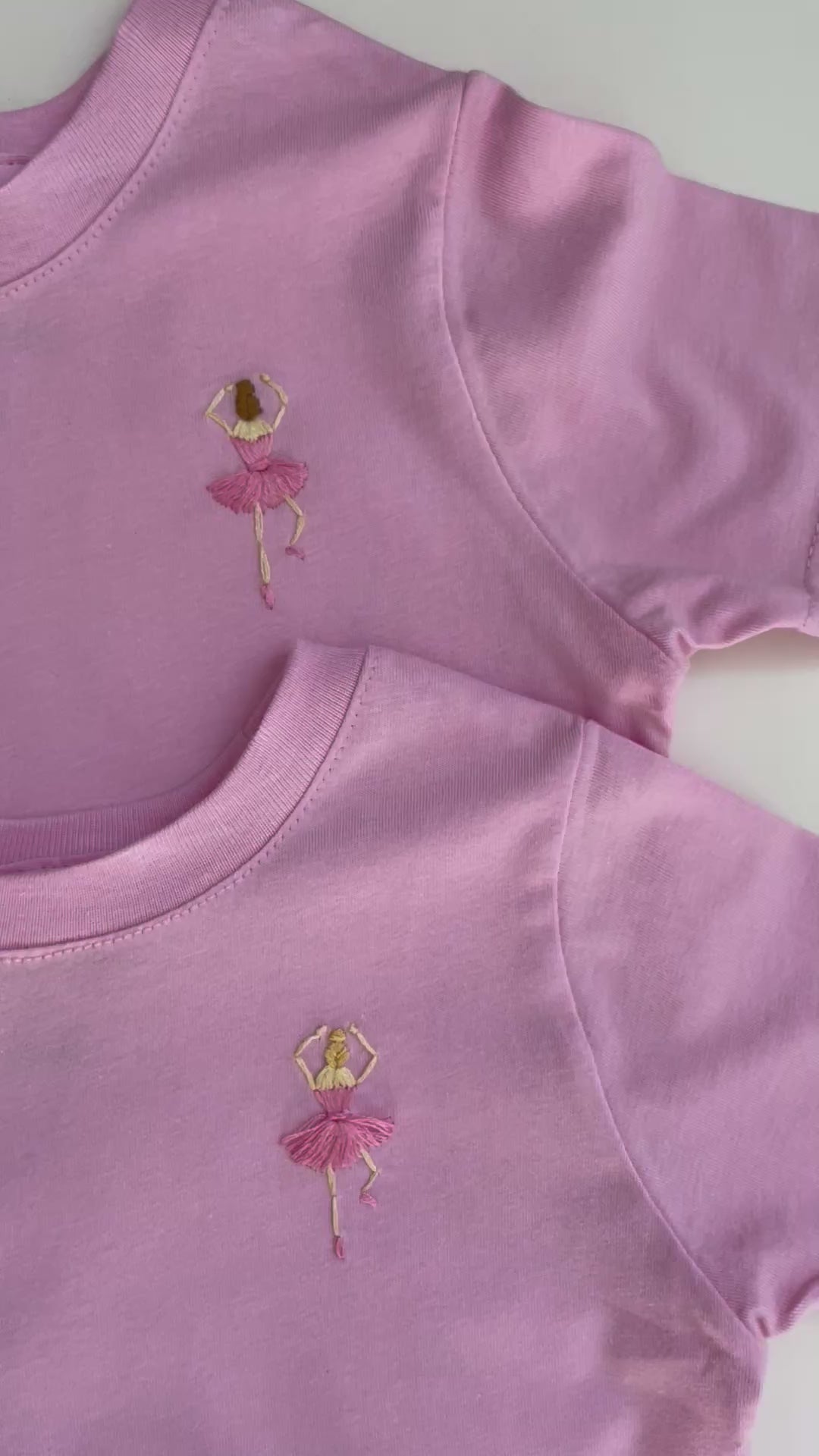 Pink Ballerina Tee - Hand Embroidered