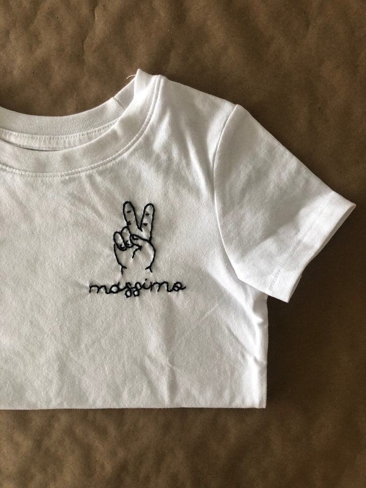 This Many, Happy Birthday Hand Embroidered Shirt for Kids